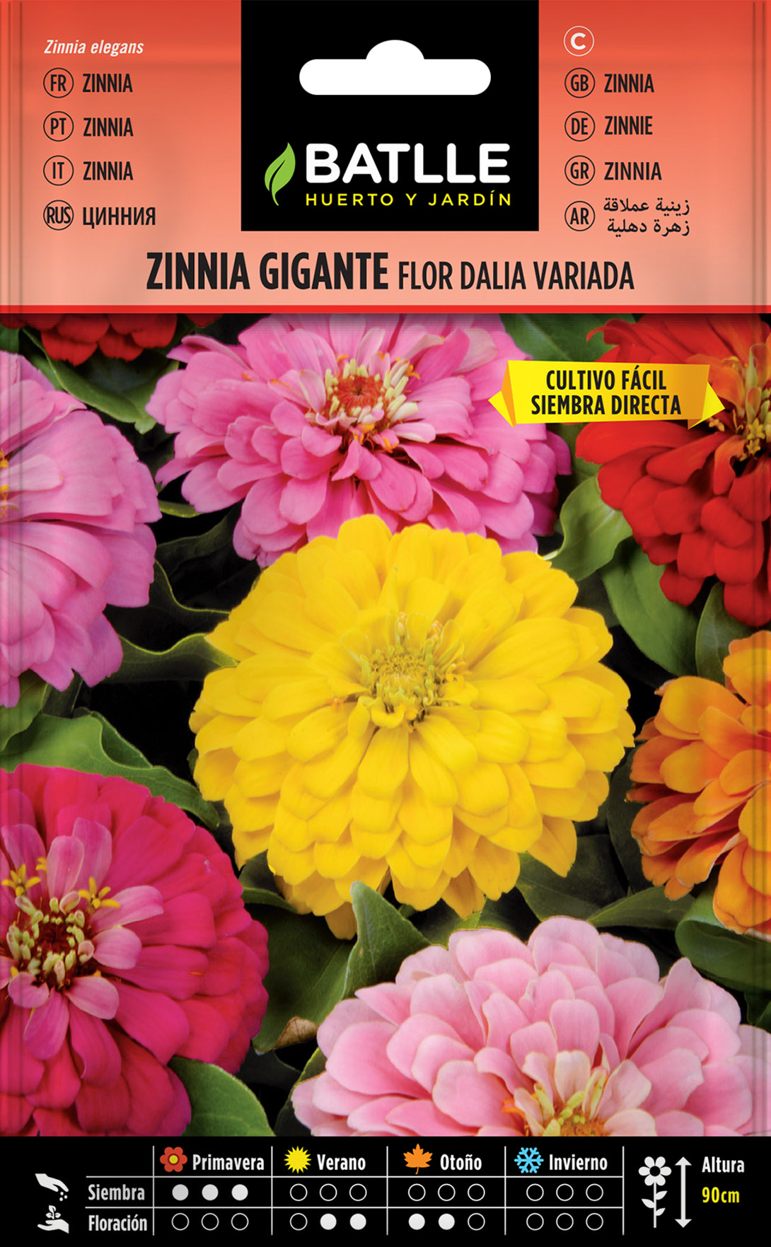 Zinnia Gigante Flor Dalia Variada - Semillas Batlle - Huerto y Jardín
